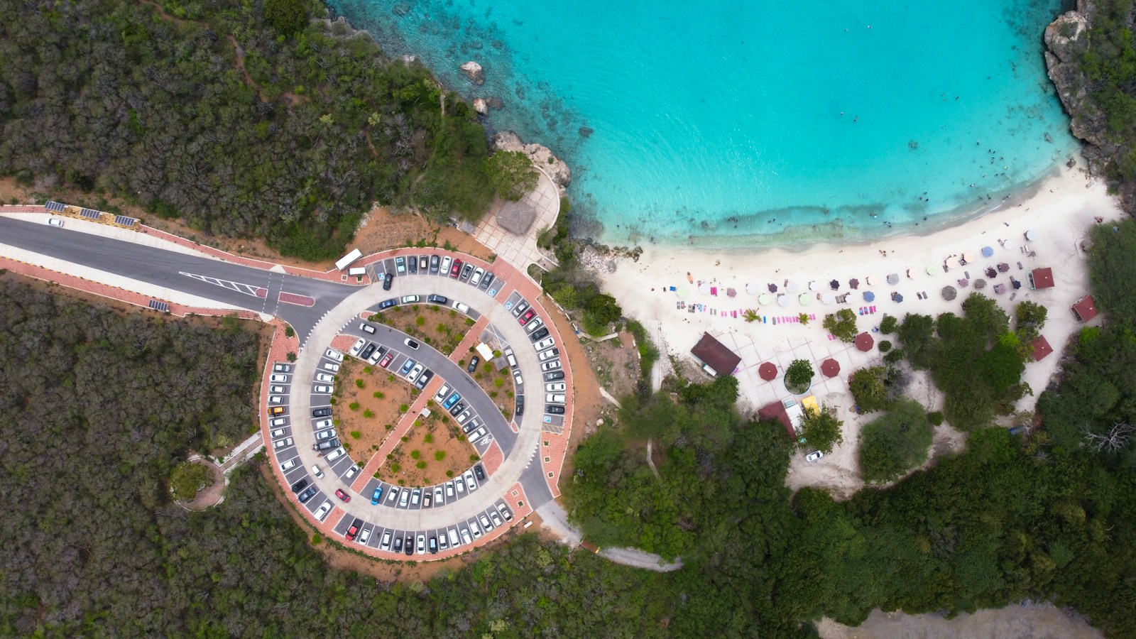 Aerial view of Kenepa Grandi beach in Bandabou, Curacao