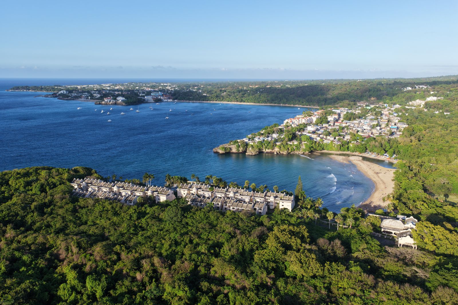 Aerial view of Sosua Bay in Puerto Plata Province, Dominican Republic