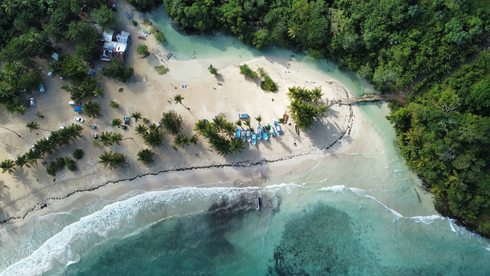 Drone view of Playa Rincon in Samana Province, Dominican Republic