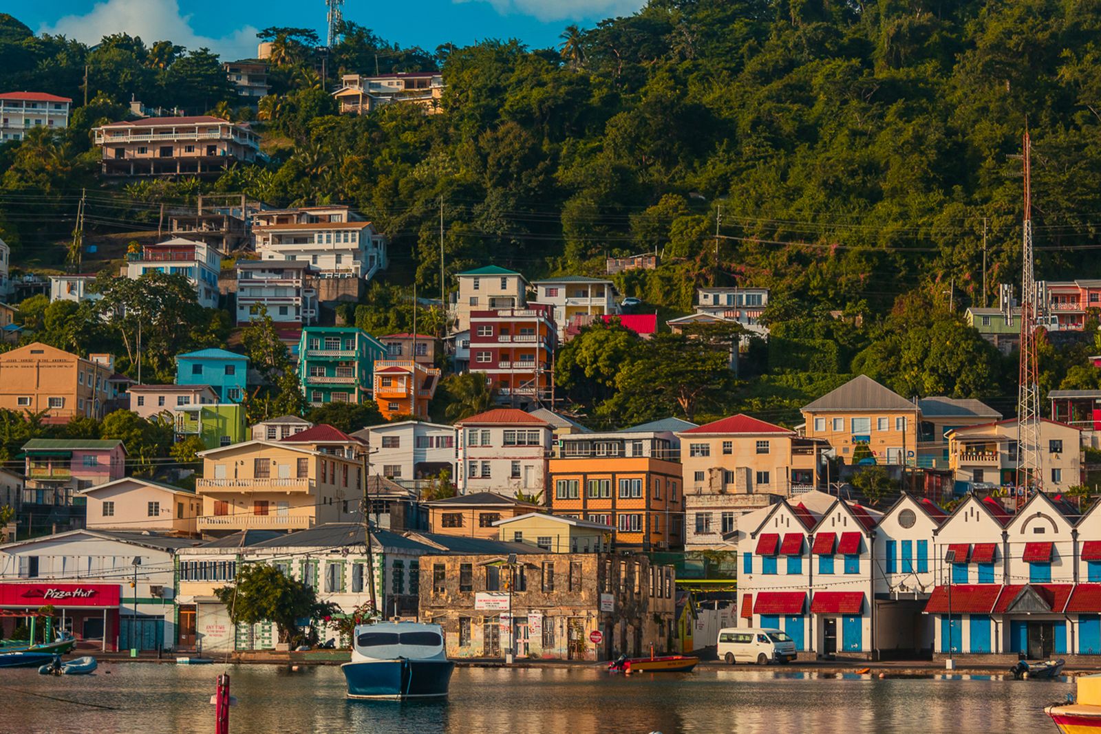 Hillside harbour town in Grenada representing St. Andrew Parish