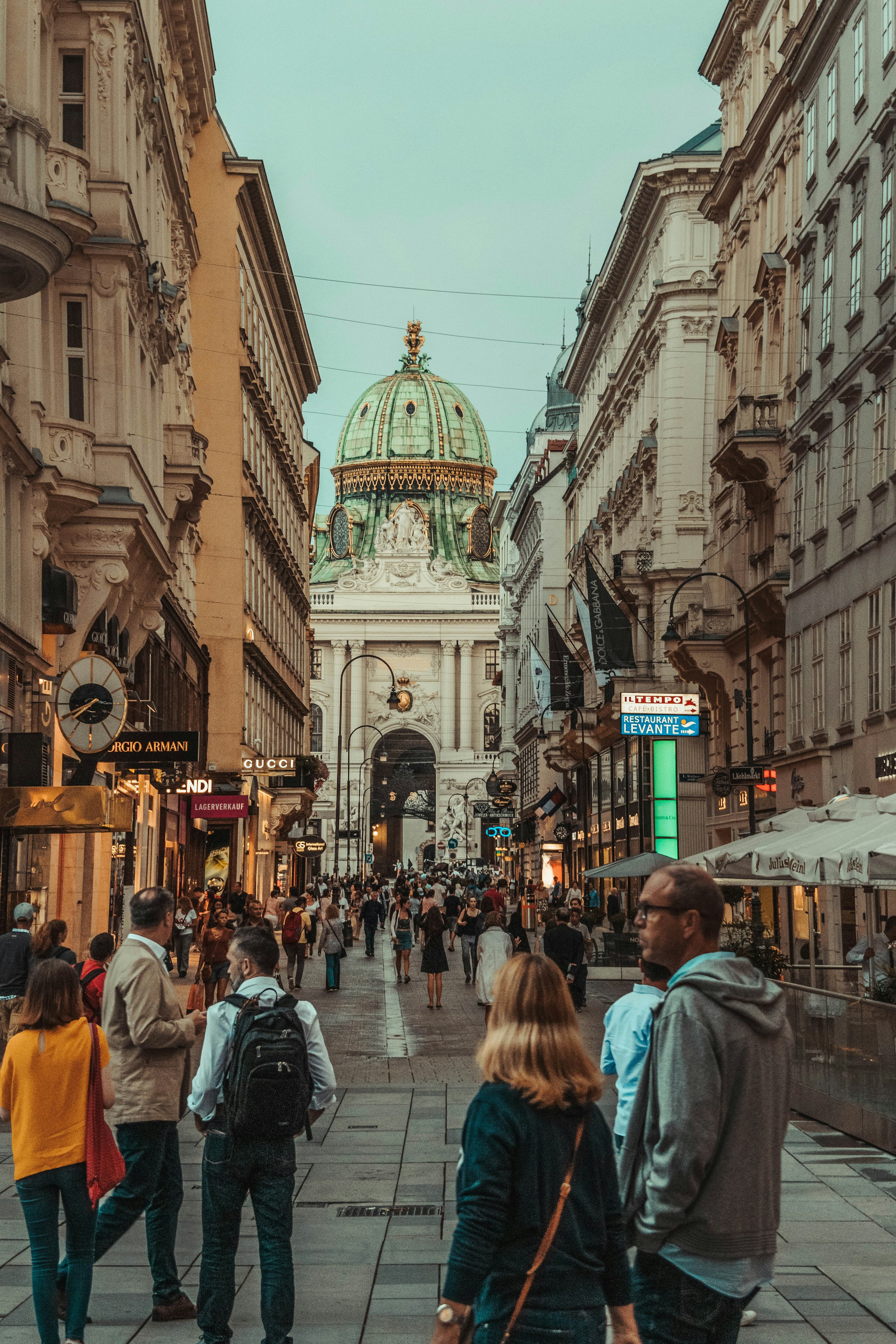 Vienna city street and historic architecture, Austria