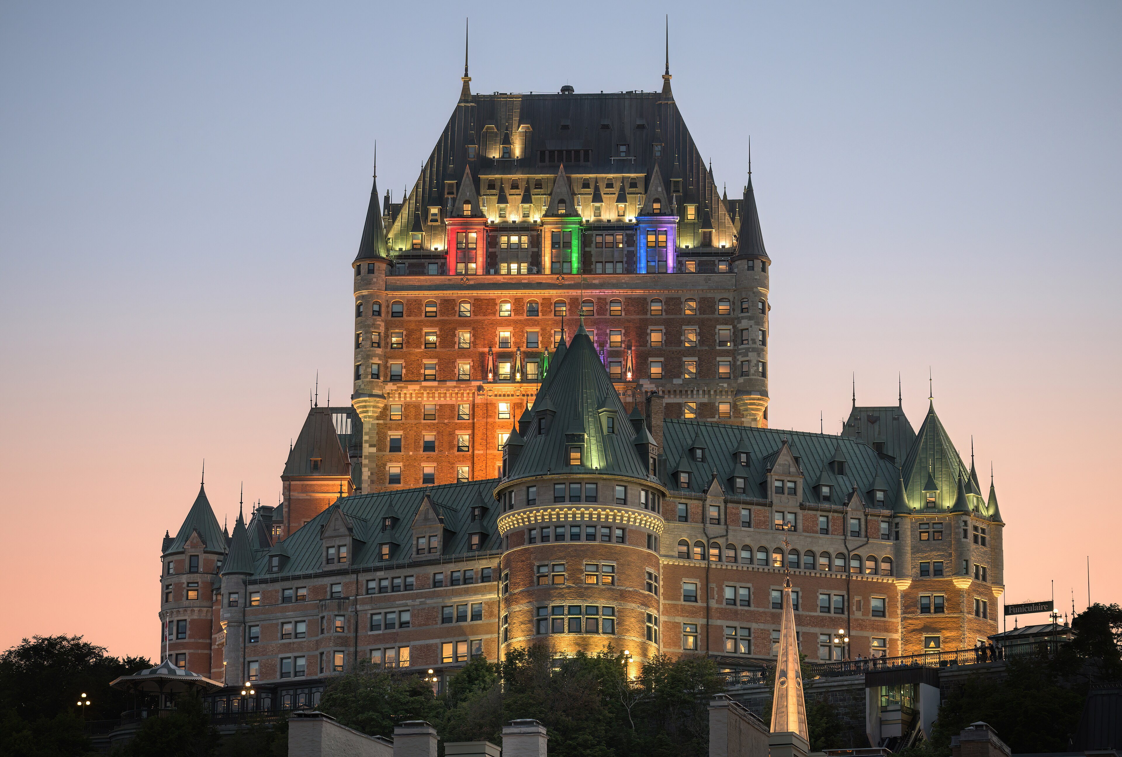 Chateau Frontenac at dusk in Quebec City.jpg