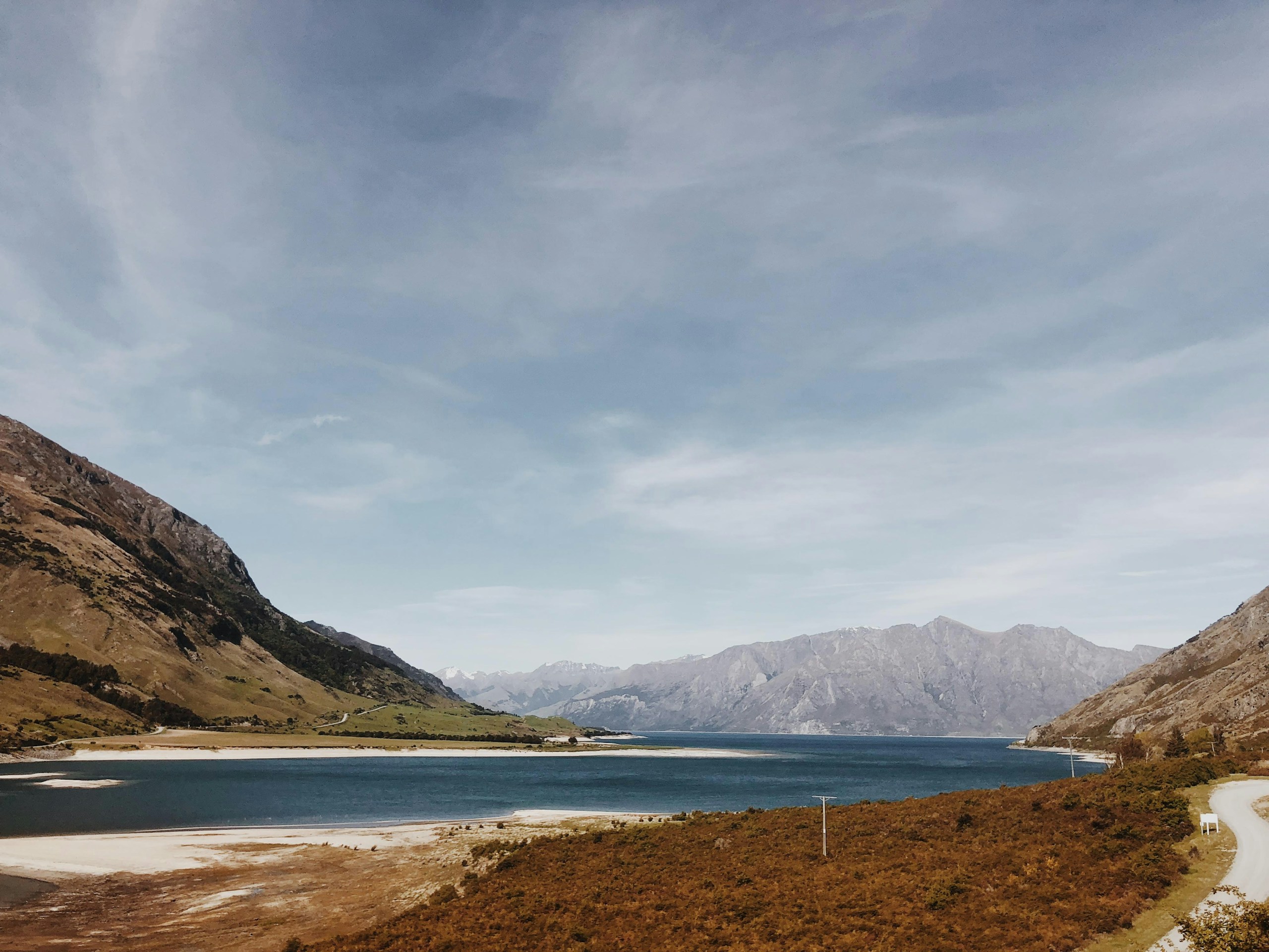 Lake Wakatipu framed by mountains in Otago, New Zealand