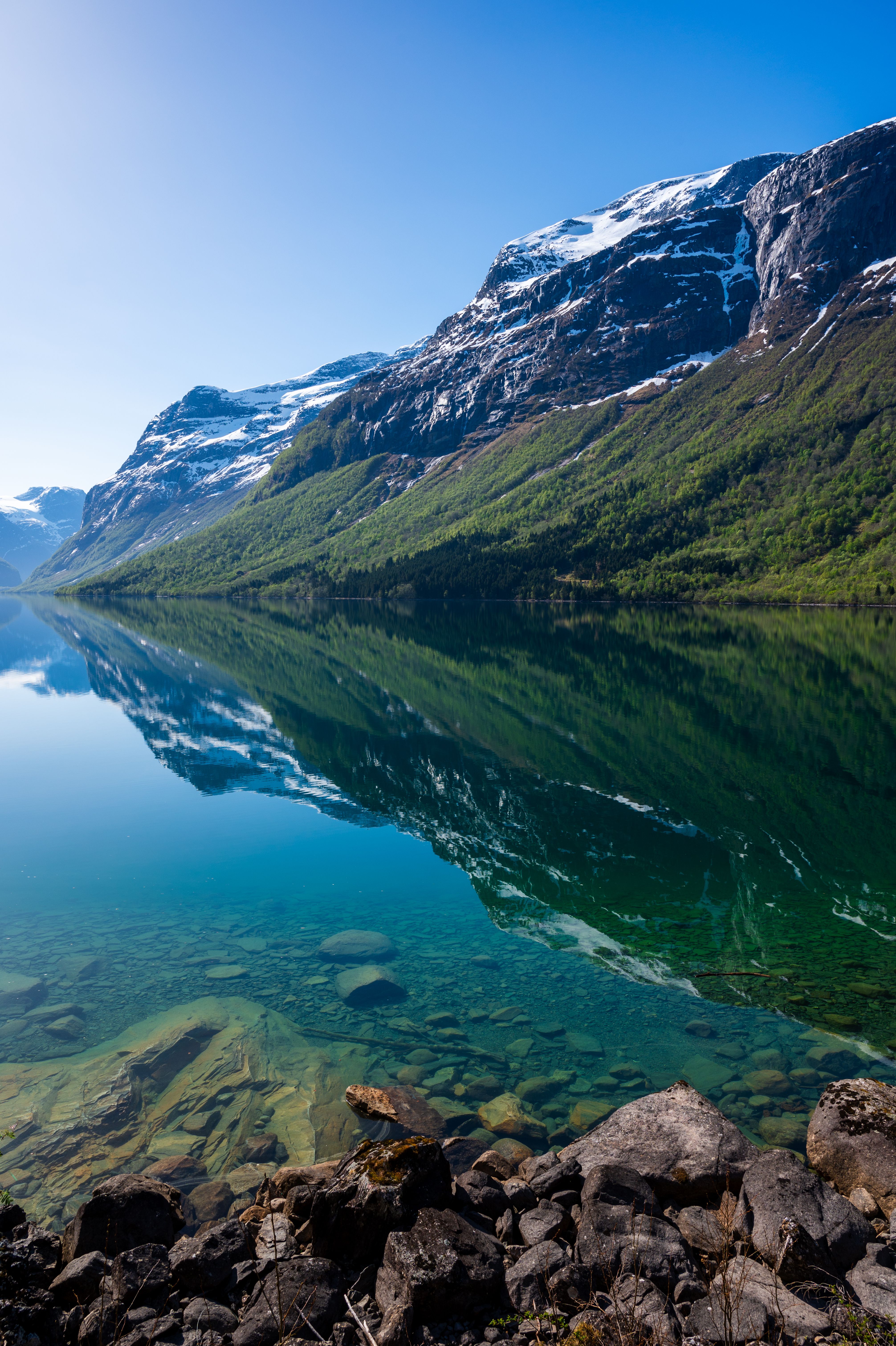 Loen lake and mountain landscape