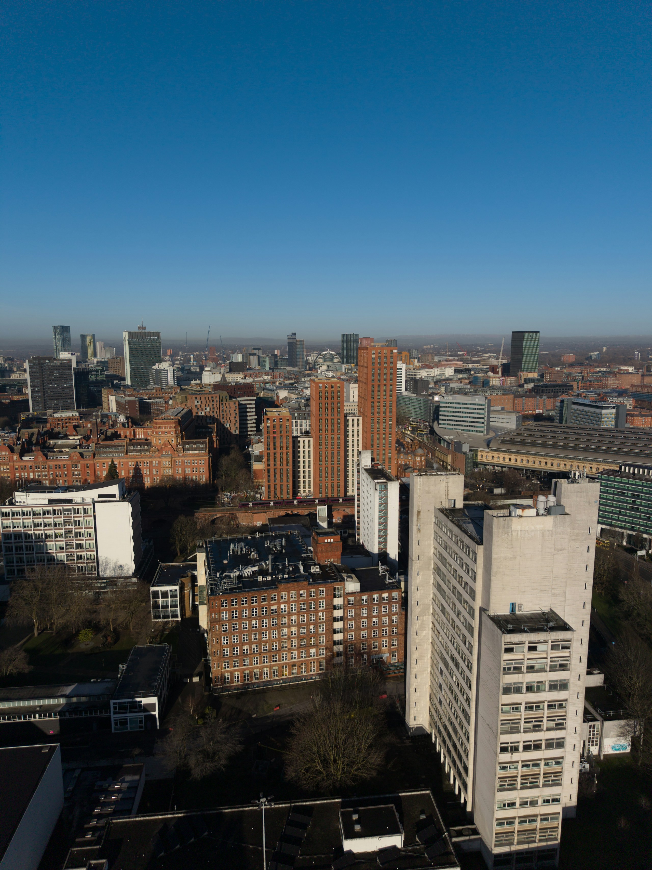 Manchester skyline. Destination view for Greater Manchester, England.