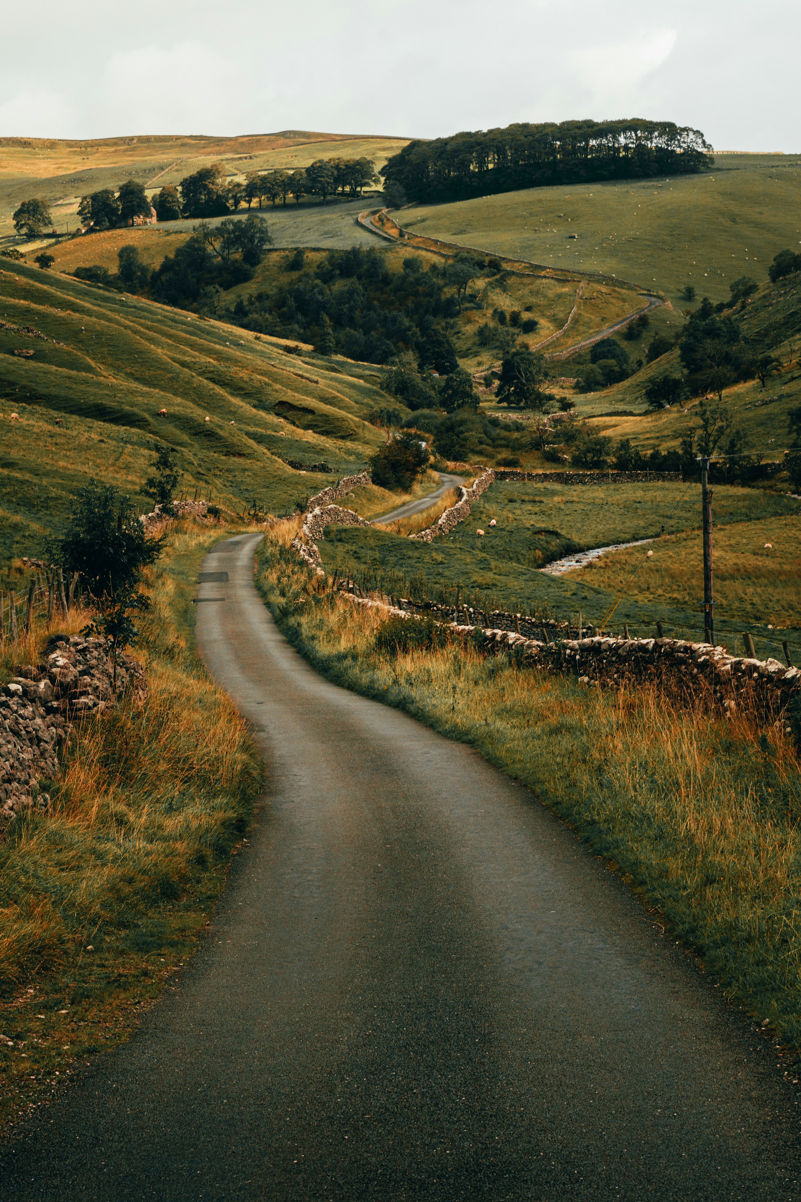 Yorkshire Dales road. Destination view for North Yorkshire, England.