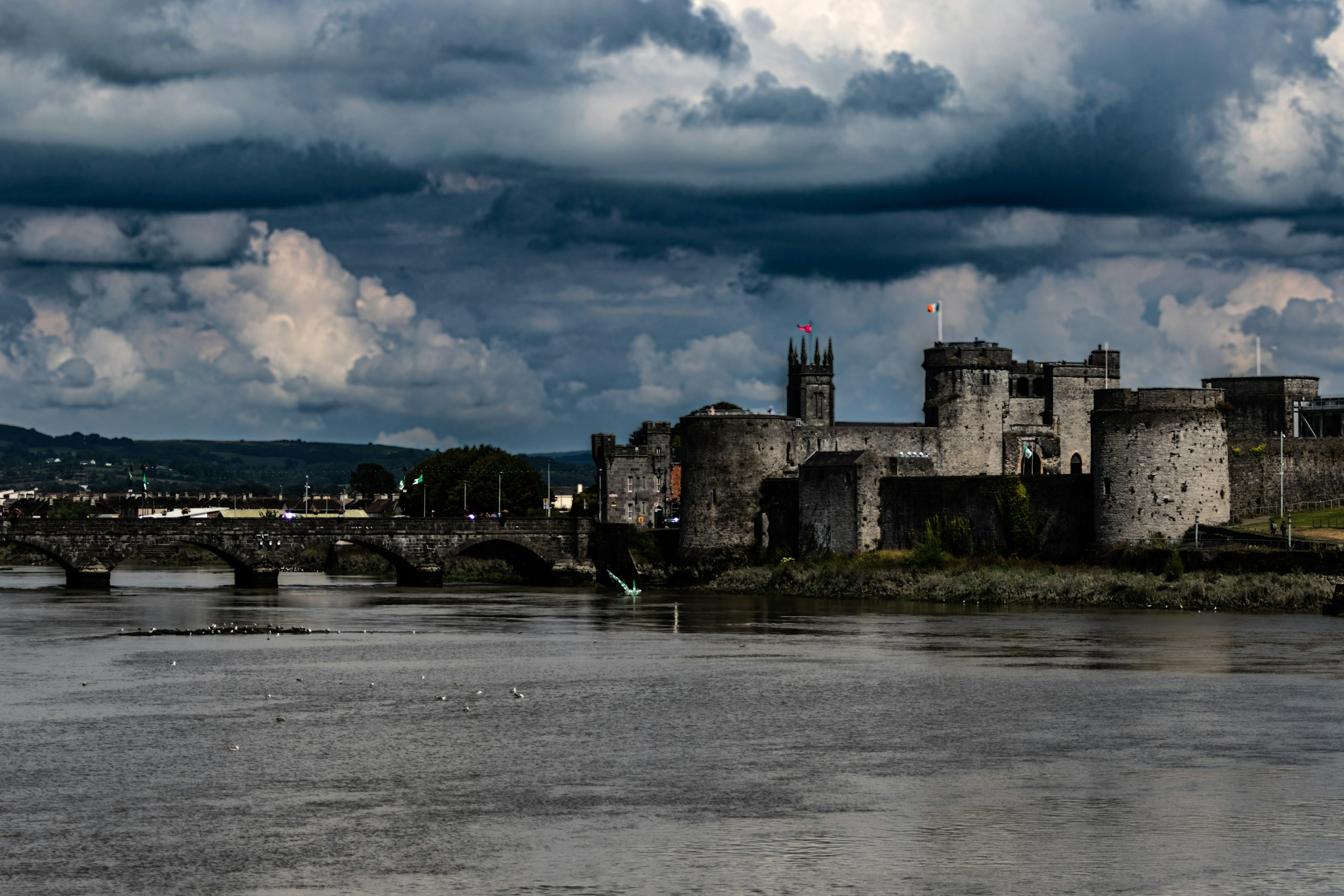Limerick castle and river. Destination view for Limerick, Ireland.