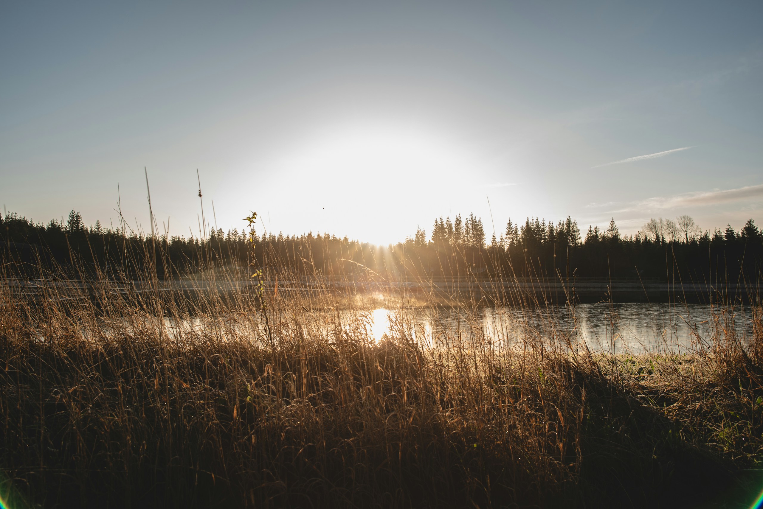 County Longford lake at sunset. Destination view for Longford, Ireland.