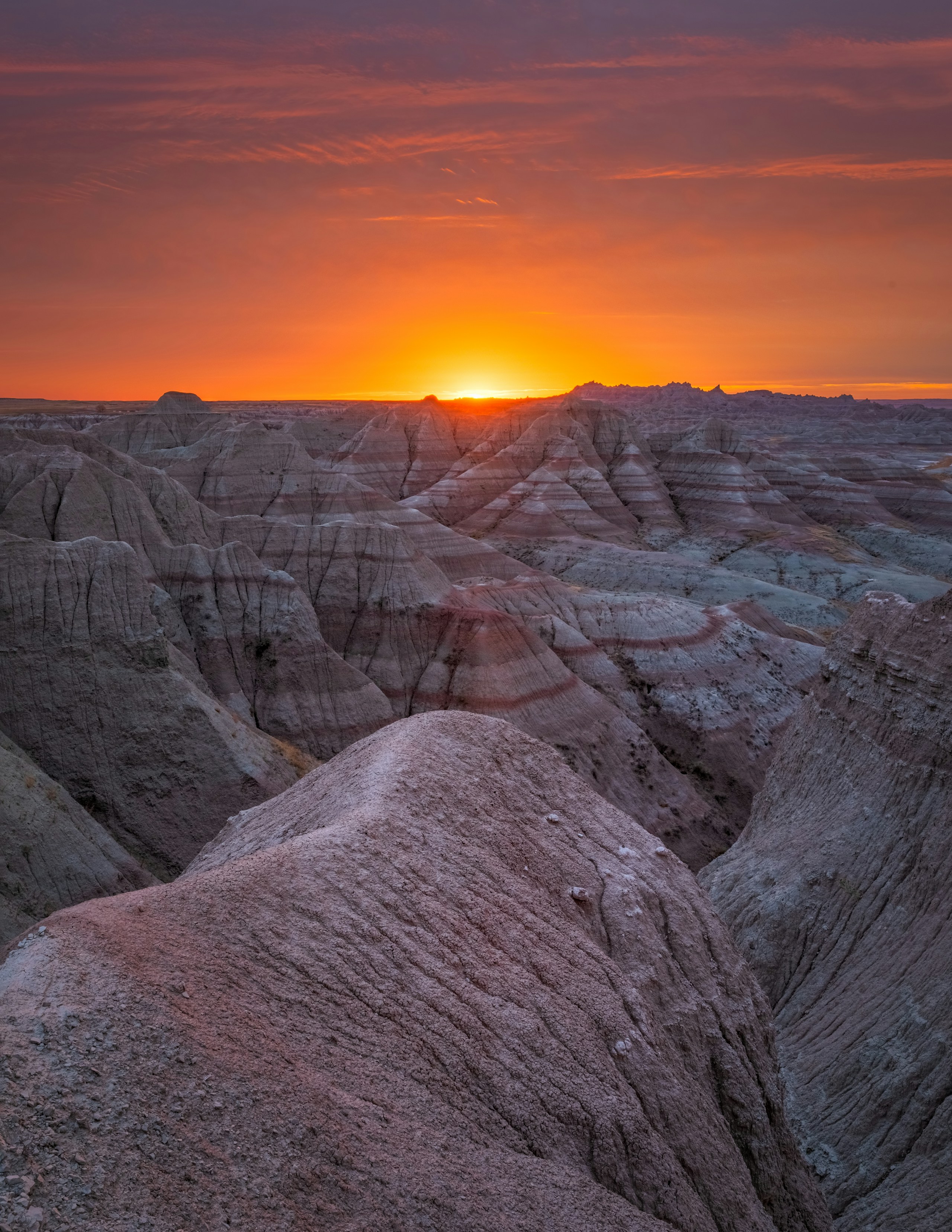 Sunset over the Badlands, United States