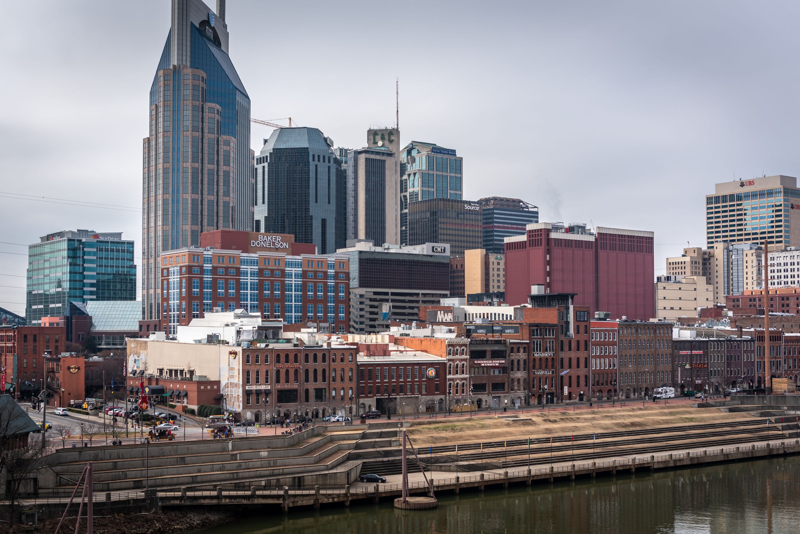 Nashville skyline overlooking Cumberland River, United States
